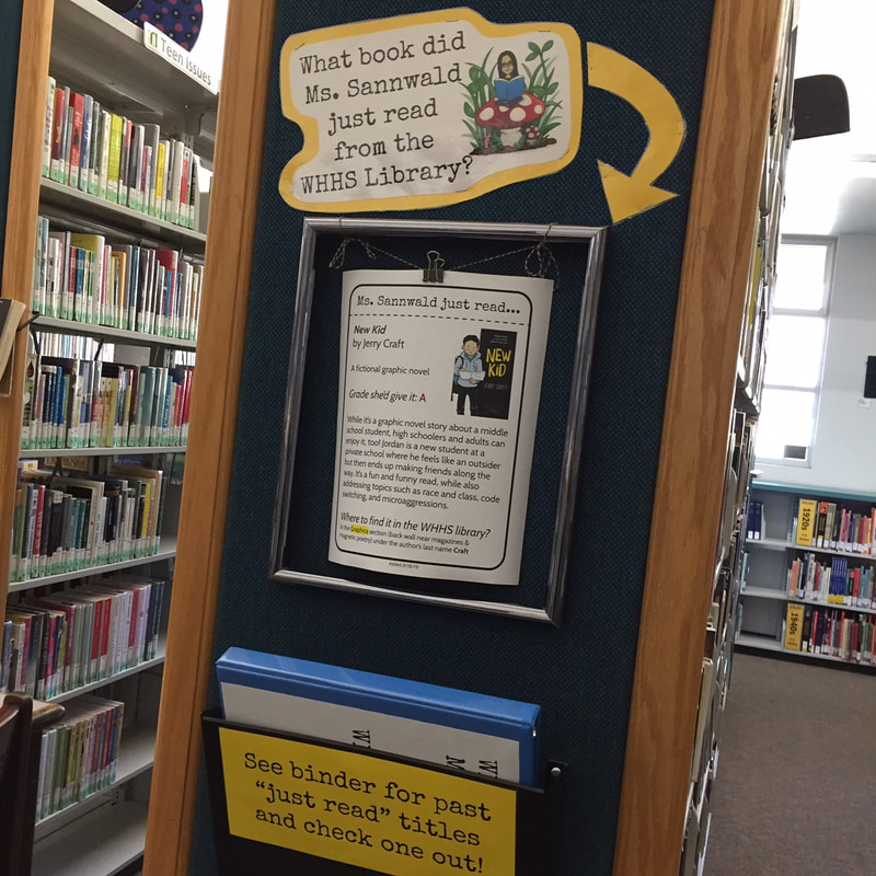 What book did Ms. Sannwald just read from the WHHS Library end-of-bookcase display